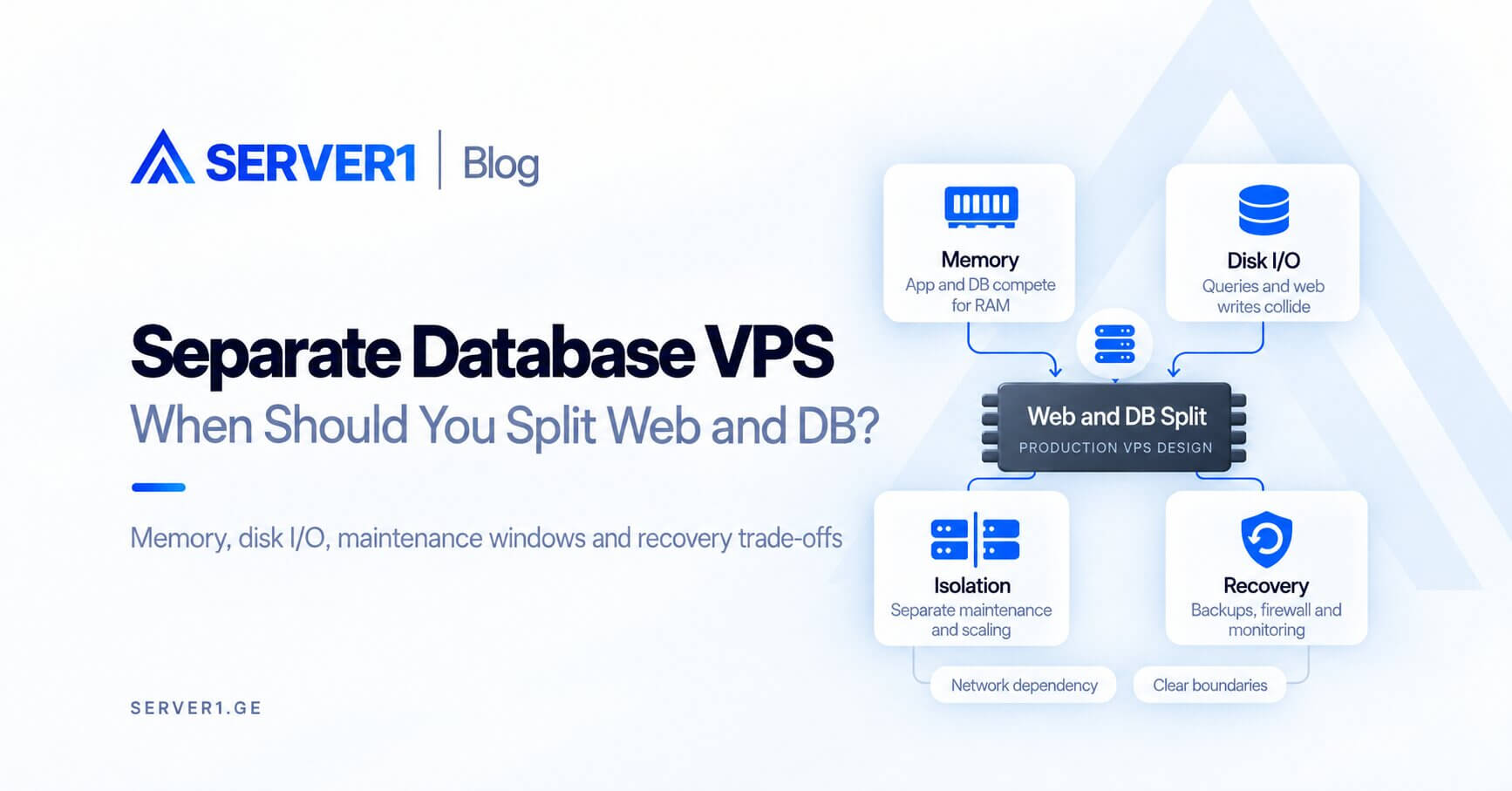 Database ცალკე VPS-ზე: როდის ღირს Web და DB სერვერების გაყოფა